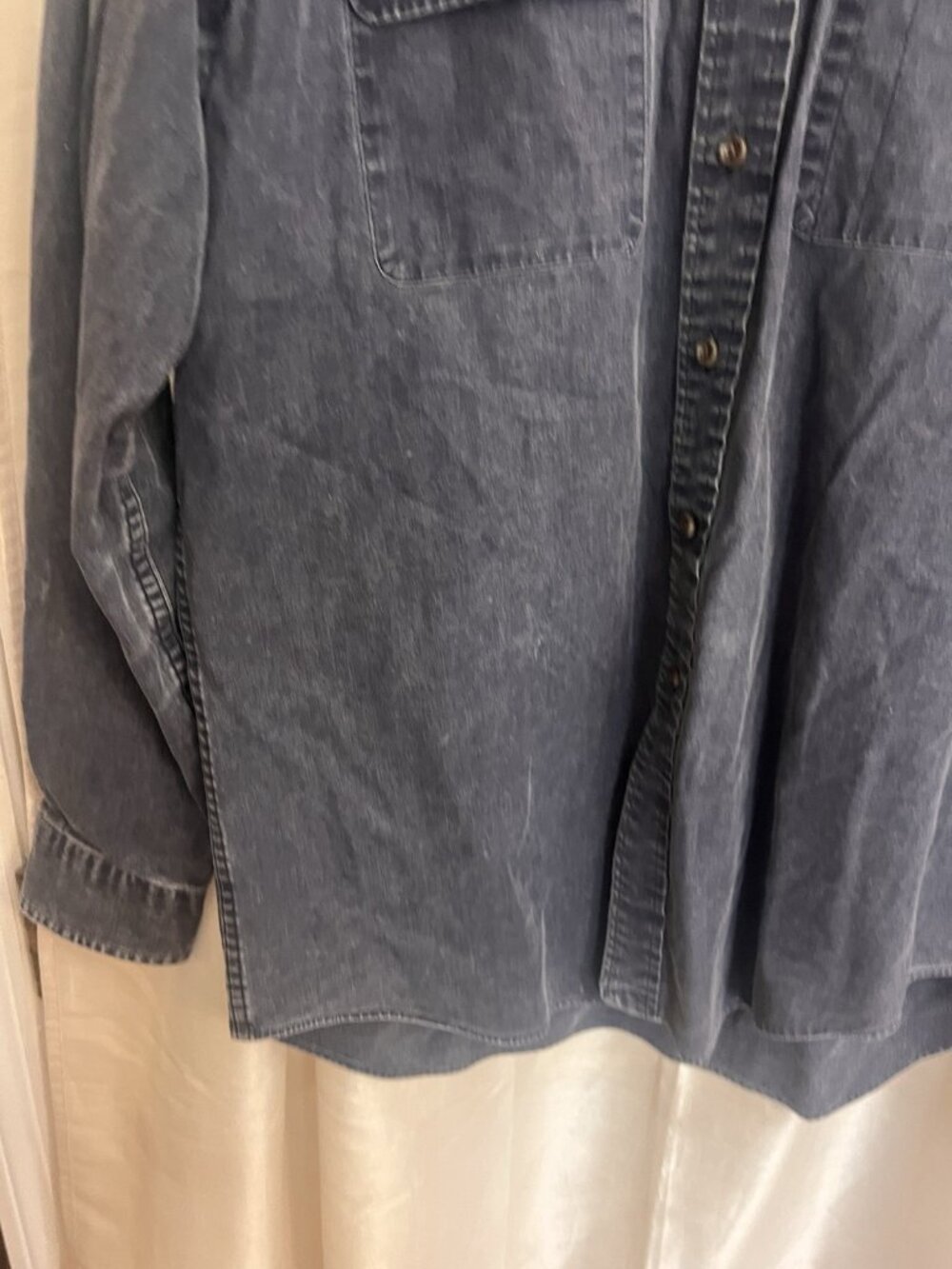 Vintage Polo Ralph Lauren Shirt Denim Button Down Men Large Blue Black Pocket. W - Picture 7 of 7